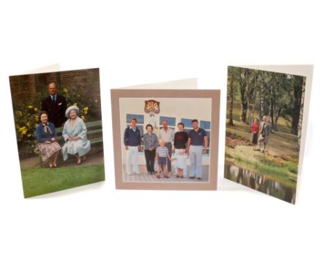 HM Queen Elizabeth II and Prince Philip - three signed Christmas cards, 1983, 1984 and 1985 - all with colour photographs to 
