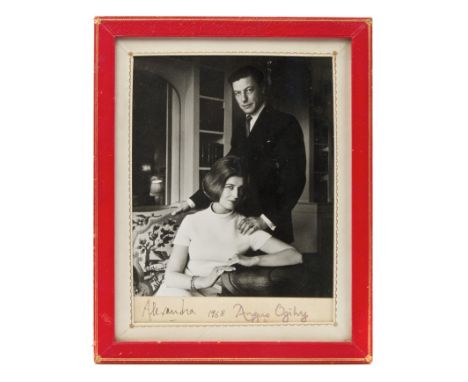 HRH Princess Alexandra and the Hon. Angus Ogilvy - signed presentation portrait photograph of the couple signed on border in 