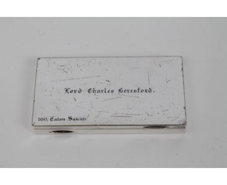 Admiral Lord Charles Beresford (1859 - 1916), good quality silver and enamel vesta case of rectangular form, with white ename