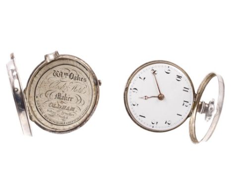 George III gentlemen's silver pair-cased pocket watch with keywind fusee movement, with verge escapement, unsigned, numbered 