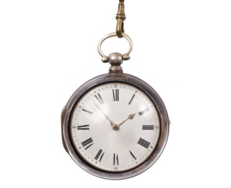 William IV gentlemen's silver pair-cased pocket watch with keywind fusee movement, with verge escapement, pierced and engrave