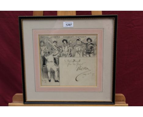 Phil May (1864 - 1903), pen and ink illustration - Royal Opera Covent Garden, inscribed 'To Neil Forsyth from his friend Phil
