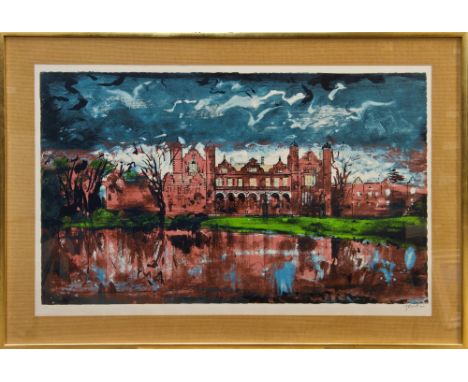 *John Piper (1902 - 1992), signed limited edition screenprint - Capesthorne, Macclesfield 1977, numbered 5 / 75, in glazed gi