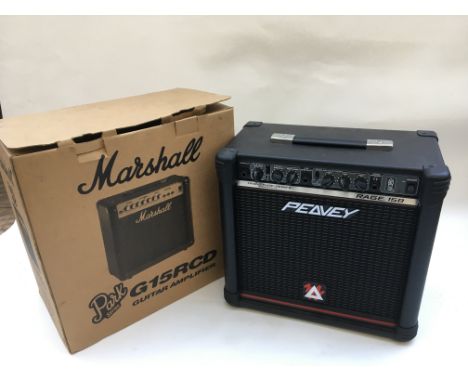 A Peavey Rage 158 guitar amplifier in a Marshall retail box.