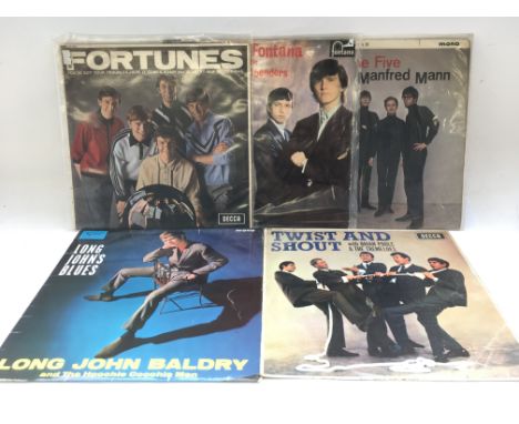 Five LPs by 1960s rock and pop groups comprising Wayne Fontana &amp; The Mindbenders, Manfred Mann, Long John Baldry, The For