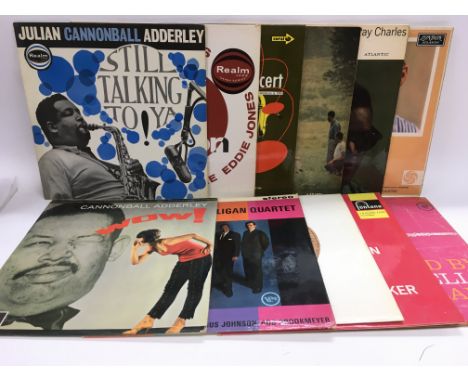 A collection in two bags of approx 20 jazzLPs by various artists including Cannonball Adderley, Modern Jazz Quartet, Count Ba