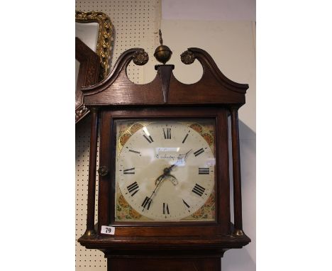 Early 19thC Oak Cased Longcase clock with painted dial by James Peters of Cambridge 