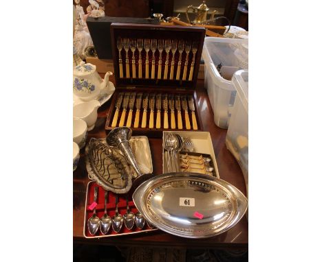 Collection of assorted Silver-plated Tableware and flatware inc. Grapefruit spoons, serving dish etc 