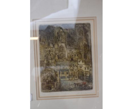 Framed etching 'Medieval Oxford' 11 of 30 signed in Pencil 