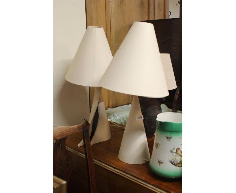 Pair of Modern Pottery Lamp bases and a Metal lamp base 