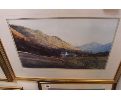 R M Bolton Watercolour Hillside Cottage dated 1997 