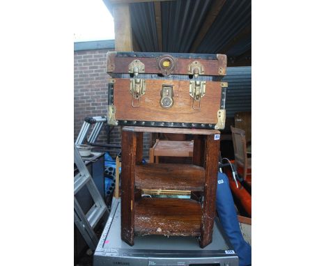 Art Deco side table and small travelling trunk 