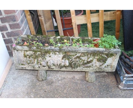 Long Concrete trough on footed base 