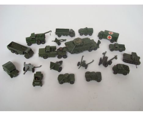 A selection of mostly military Dinky toys, to include 660 Thorneycroft Mighty Antar, with Tank Transporter and Centurion Tank