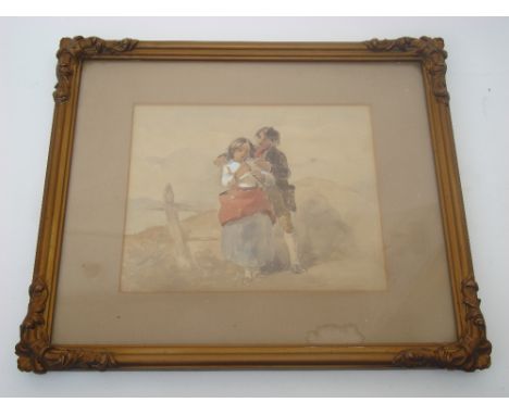 19th Century Irish School.
A young girl playing the recorder with a male companion, watercolour, f/g.
22 x 18.5cm. 