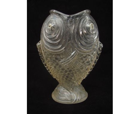 A Baccarat glass vase, double carp model 2253 C. 1880, moulded in the form of two overlapping fish, the eyes decorated in ena