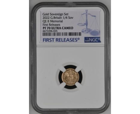 UNITED KINGDOM. Charles III, 2022-. Gold 1/4 sovereign, 2022. Royal Mint. Proof. Issued as the first sovereign for King Charl