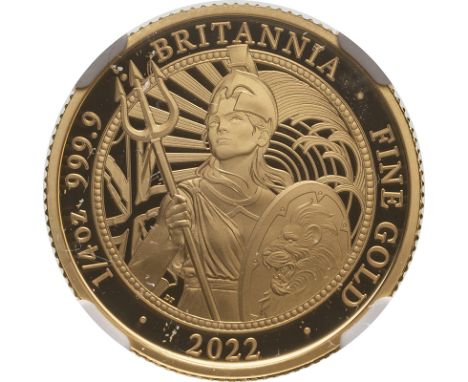 UNITED KINGDOM. Elizabeth II, 1952-2022. Gold 25 pounds, 2022. Royal Mint. Proof. Fifth crowned portrait of Elizabeth II righ