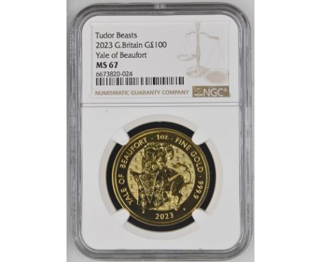 UNITED KINGDOM. Elizabeth II, 1952-2022. Gold 100 pounds, 2023. Royal Mint. The second design in the Royal Tudor Beasts bulli