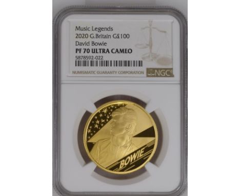 UNITED KINGDOM. Elizabeth II, 1952-2022. Gold 100 pounds, 2020. Royal Mint. Proof. The third release from the "Music Legends"