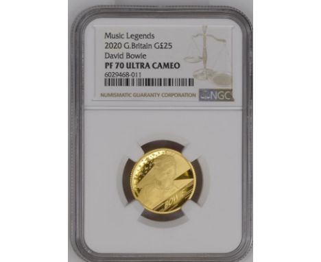 UNITED KINGDOM. Elizabeth II, 1952-2022. Gold 25 pounds, 2020. Royal Mint. Proof. The third release from the "Music Legends" 