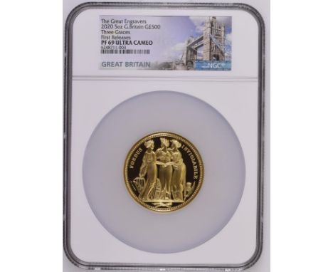 UNITED KINGDOM. Elizabeth II, 1952-2022. Gold 500 pounds, 2020. Royal Mint. Proof. The second issue from the Great Engravers 