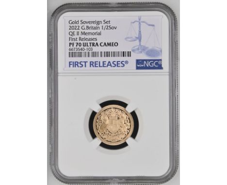 UNITED KINGDOM. Charles III, 2022-. Gold half-sovereign, 2022. Royal Mint. Proof. Issued as the first sovereign for King Char
