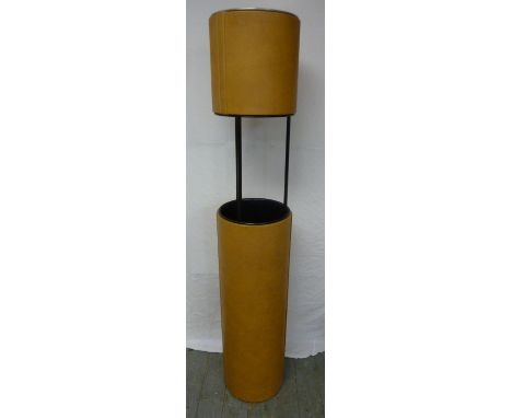 1960s leather clad tubular floor lamp and plant stand