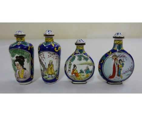 Four Chinese style enamel snuff bottles
