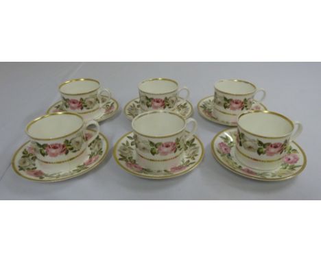 Six Royal Worcester Royal Garden cups and saucers  (12)