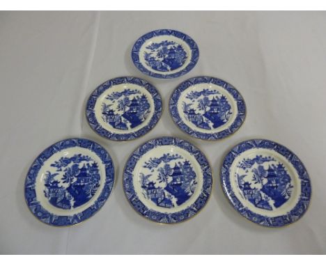 Six Royal Worcester blue and white plates, circa 1880