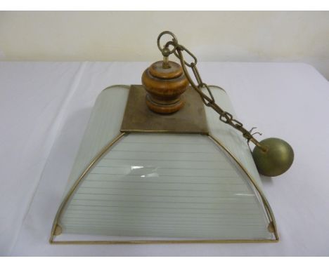 1970s glass and gilt metal ceiling light