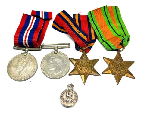 WW2 Medal group and silver royal army reserve badge inc the burma star &amp; 1939-45 star