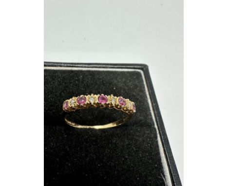 9ct gold ruby &amp; diamond ring weight 1.3g