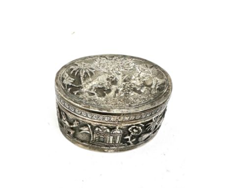 antique indian silver trinket box 70g