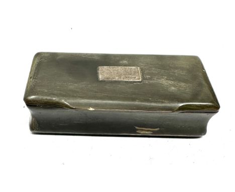 Antique horn snuff box silver detail 