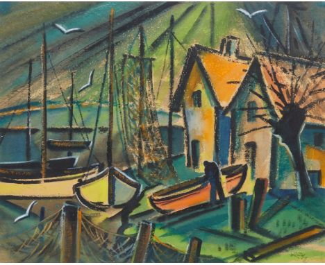 Wolfgang Rüdiger Rudel1909 Hannover - 1968 - "An der Ostsee" - Gouache/Papier.  54,5 x 68 cm (Passepartoutausschnitt). Sign. 