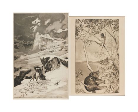Max Klinger1857 Leipzig - 1920 Großjena Konvolut - Kämpfende Zentauren - Radierung/Papier. 41,5 x 26,4 cm, 46,2 x 30,7 cm. Si