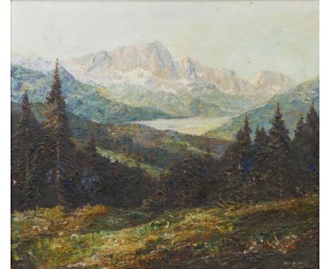 Otto Pippel1878 Lodz - 1960 Planegg - "Blick auf den Untersberg bei Berchtesgaden" - Öl/Lwd. 70,5 x 80 cm. Sign. r. u.: Otto 
