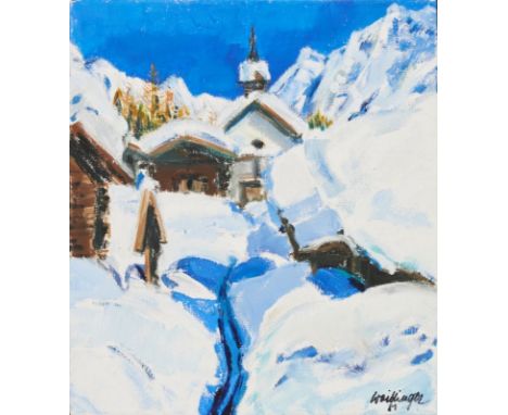 Hans Waiblinger1920 Ilmried (seit 1971 Ilmmünster) - 2004 Aigen am Inn - Winterlandschaft - Öl/Lwd. 45,6 x 40,5 cm. Sign. u. 