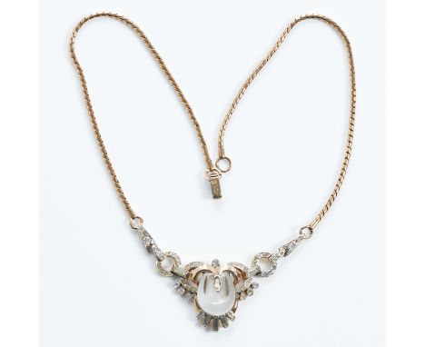 TRIFARI Alfred Philippe - Vintage CollierTrifari, New York; Um 1930-1940. Metall, versilbert und vergoldet. Gew.: 21 g. Stras
