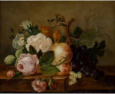 Cornelis Johannes van Hulstijn1811 Jutphaas (heute Nieuwegein) - 1887 Celje - Stillleben mit Blumen und Früchten - Öl/Holz. 3