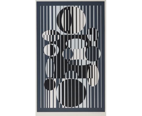 Victor Vasarely1908 Fünfkirchen - 1997 Paris - "IACA" - (1963) Farbserigrafie/leichten Karton. 47/300. 60,9 x 37,4 cm, 77,8 x