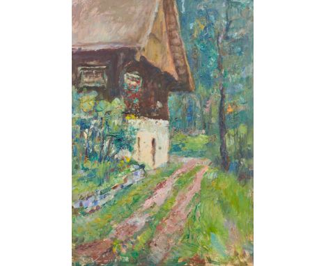 Wilhelm Kimmich1897 Lauterbach - 1986 Lauterbach - Schwarzwaldhütte - Öl/Holzplatte. 64,5 x 45 cm. Sign. u. dat. r. u.: W. Ki