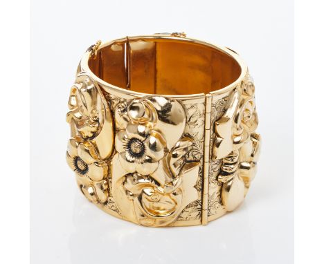 LISNER - Vintage-Armreif mit floraler Gestalltung (1 Teil)Liesner, New York, USA. wohl Um 1950. Metall, vergoldet. Gew.: 124,