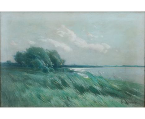 Karl Hagemeister1848 Werder/Havel - 1933 Werder/Havel - "Märkische Seenlandschaft (Blick über den Schwielowsee nach Geltow)" 