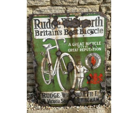 A Rudge-Whitworth Britain's Best Bicycle enamel advertising sign, 30 x 40". 