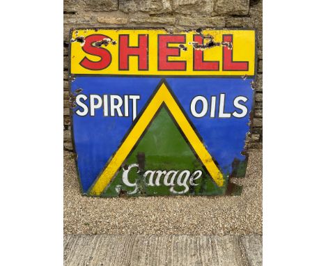 A Shell Spirit Oils Garage enamel advertising sign, 48 x 48".