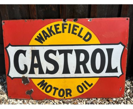 A Wakefield Castrol Motor Oil enamel advertising sign, 29 1/2 x 19 1/2". 