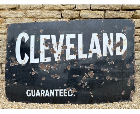 A Cleveland Guaranteed enamel advertising sign, 48 x 30", bought by our vendor in 2013 at the Colyford Motoring Memories Muse